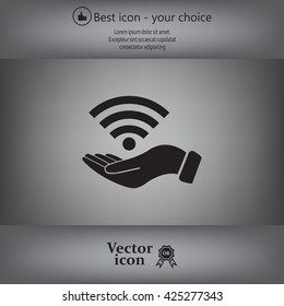 Hand with Wi-Fi Icon.