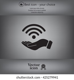 Hand with Wi-Fi Icon.