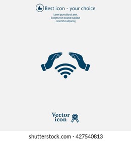 Hand with Wi-Fi Icon.