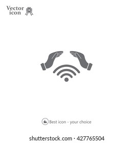 Hand with Wi-Fi Icon.