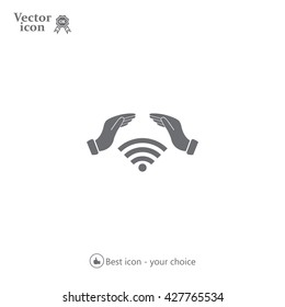 Hand with Wi-Fi Icon.
