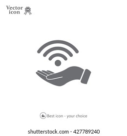 Hand with Wi-Fi Icon.