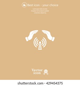 Hand with Wi-Fi Icon.