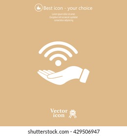 Hand with Wi-Fi Icon.