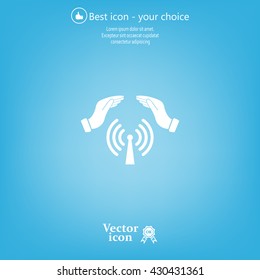 Hand with Wi-Fi Icon.