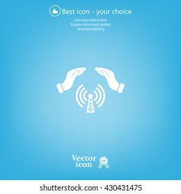 Hand with Wi-Fi Icon.