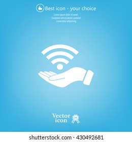 Hand with Wi-Fi Icon.