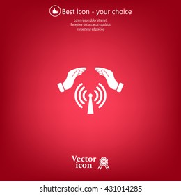 Hand with Wi-Fi Icon.