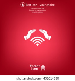 Hand with Wi-Fi Icon.