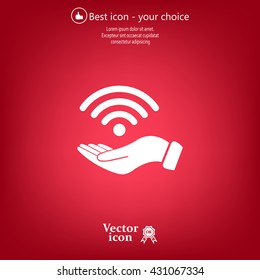Hand with Wi-Fi Icon.