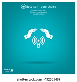 Hand with Wi-Fi Icon.