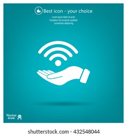 Hand with Wi-Fi Icon.
