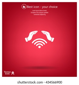 Hand with Wi-Fi Icon.