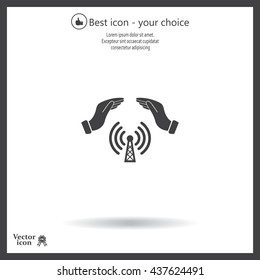 Hand with Wi-Fi Icon.