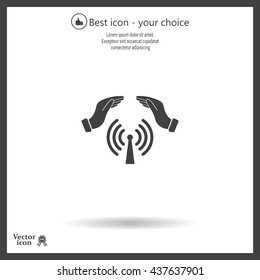 Hand with Wi-Fi Icon.
