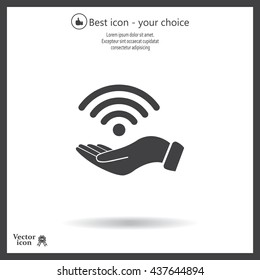 Hand with Wi-Fi Icon.