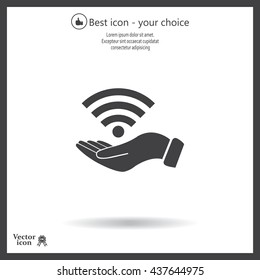 Hand with Wi-Fi Icon.