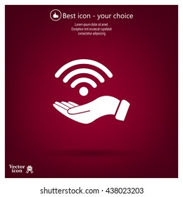 Hand with Wi-Fi Icon.