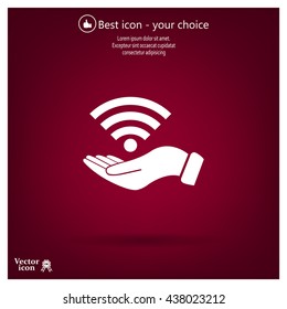 Hand with Wi-Fi Icon.
