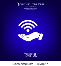 Hand with Wi-Fi Icon.