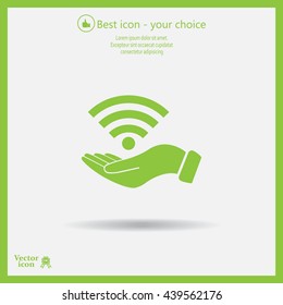 Hand with Wi-Fi Icon.