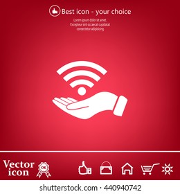 Hand with Wi-Fi Icon.
