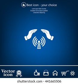 Hand with Wi-Fi Icon.