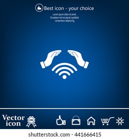 Hand with Wi-Fi Icon.