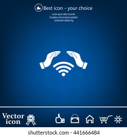 Hand with Wi-Fi Icon.