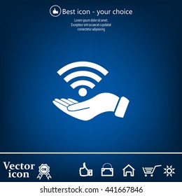 Hand with Wi-Fi Icon.