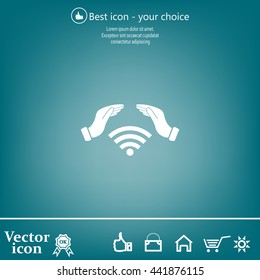 Hand with Wi-Fi Icon.