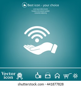 Hand with Wi-Fi Icon.