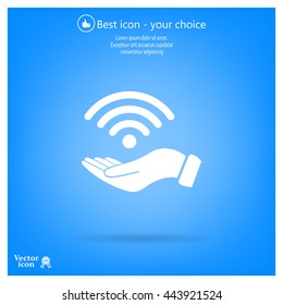Hand with Wi-Fi Icon.