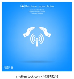 Hand with Wi-Fi Icon.
