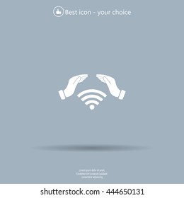 Hand with Wi-Fi Icon.