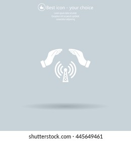 Hand with Wi-Fi Icon.