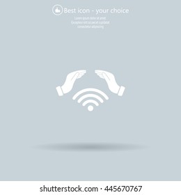 Hand with Wi-Fi Icon.