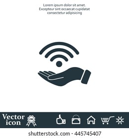 Hand with Wi-Fi Icon.