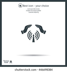 Hand with Wi-Fi Icon.