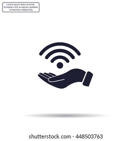 Hand with Wi-Fi Icon.