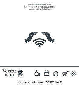 Hand with Wi-Fi Icon.