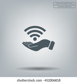 Hand with Wi-Fi Icon.