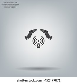 Hand with Wi-Fi Icon.