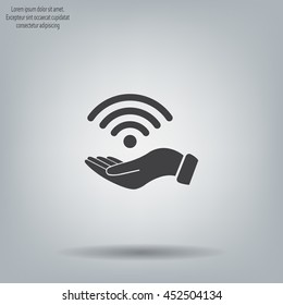 Hand with Wi-Fi Icon.