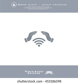 Hand with Wi-Fi Icon.