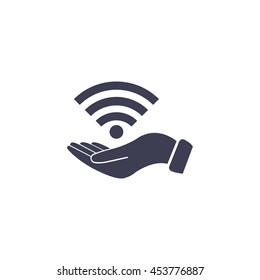 Hand with Wi-Fi Icon.