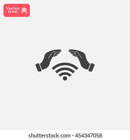 Hand with Wi-Fi Icon.