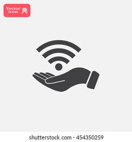 Hand with Wi-Fi Icon.