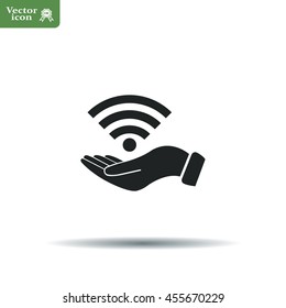 Hand with Wi-Fi Icon.