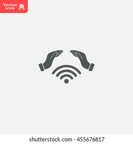 Hand with Wi-Fi Icon.